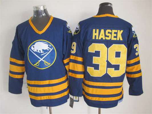 Men's Buffalo Sabres #39 Dominik Hasek 1983-84 Navy Blue CCM Vintage Throwback Jersey