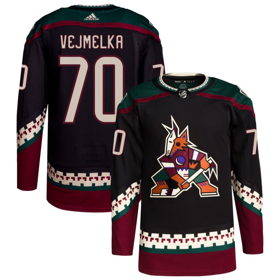 Arizona Coyotes #70 Karel Vejmelka Black Authentic Pro Home Stitched Hockey Jersey
