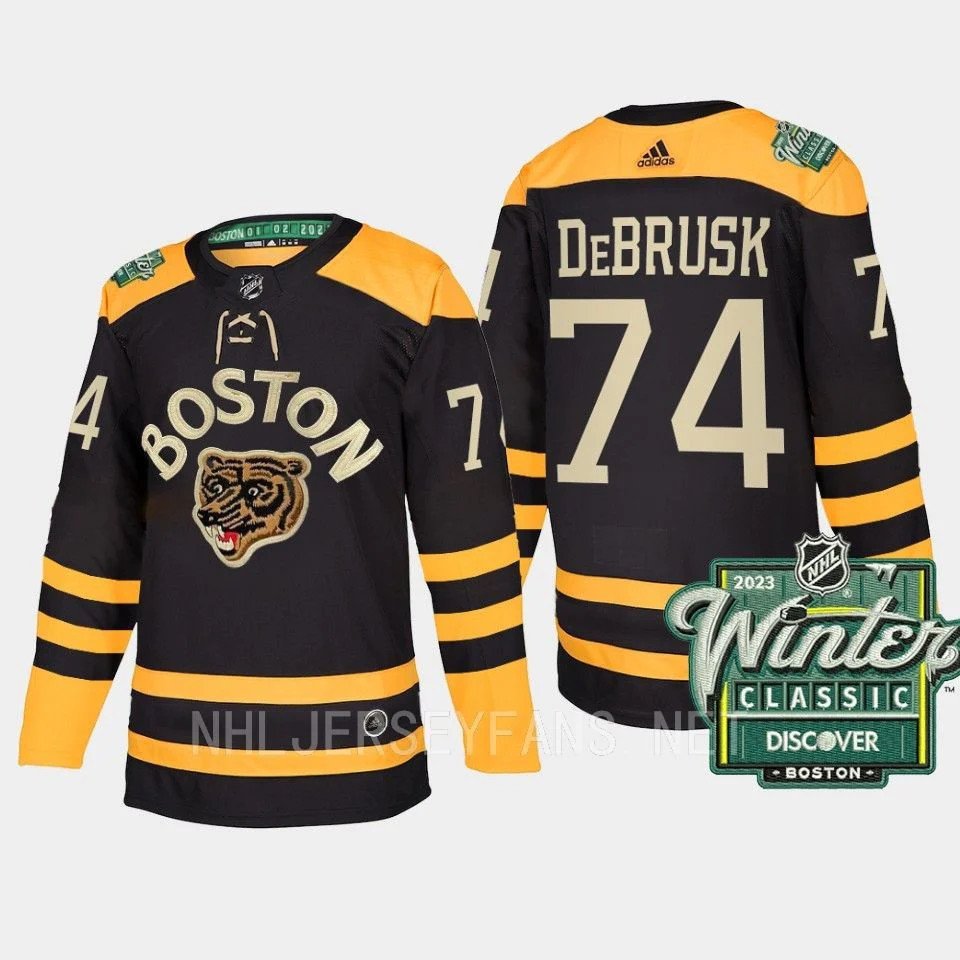 Men's Boston Bruins #74 Jake DeBrusk 2023 Winter Classic Black Authentic Stitched Jersey