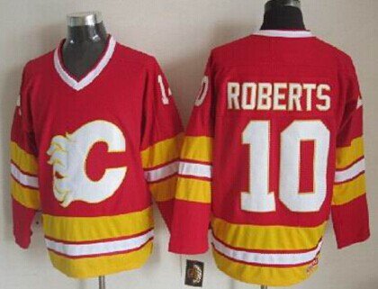 Men's Calgary Flames #10 Gary Roberts Red Third Throwback CCM Jersey